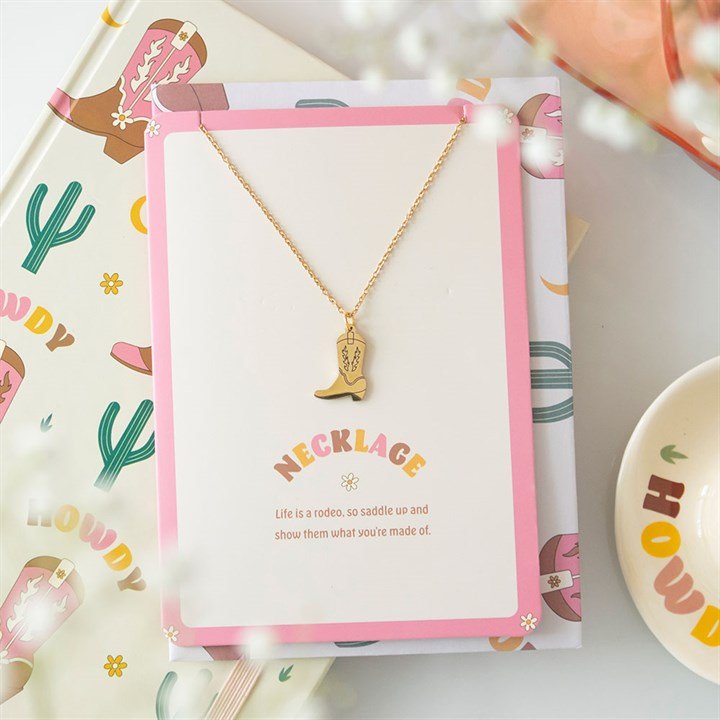 Cowboy Boot Necklace on Greeting Card | Inspired Creative Gifts | UK Supplier