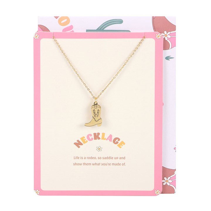 Cowboy Boot Necklace on Greeting Card | Inspired Creative Gifts | UK Supplier
