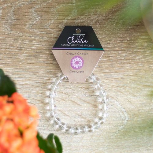 Crown Chakra Clear Quartz Gemstone Bracelet | Inspired Creative Gifts | UK Supplier