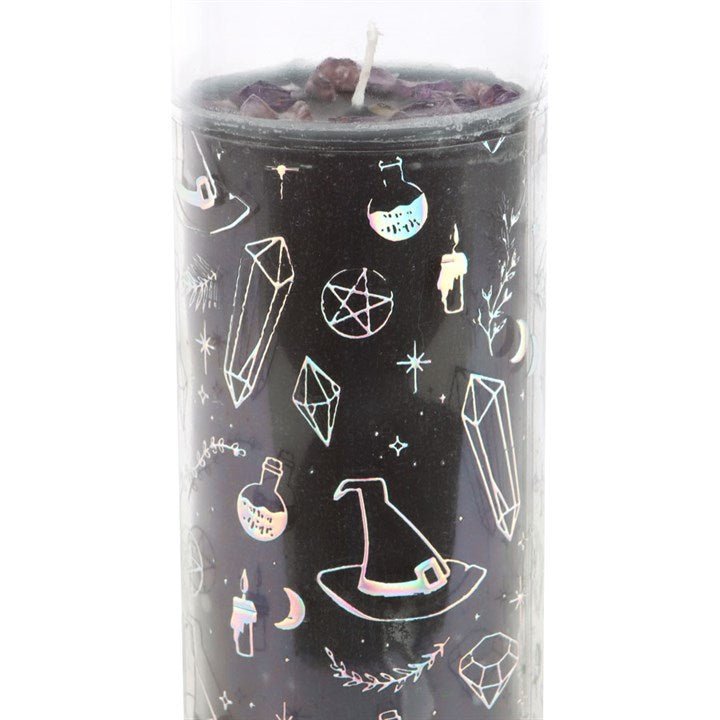 Crystal Witch Jasmine Tube Candle with Amethyst Chips | Inspired Creative Gifts | UK Supplier