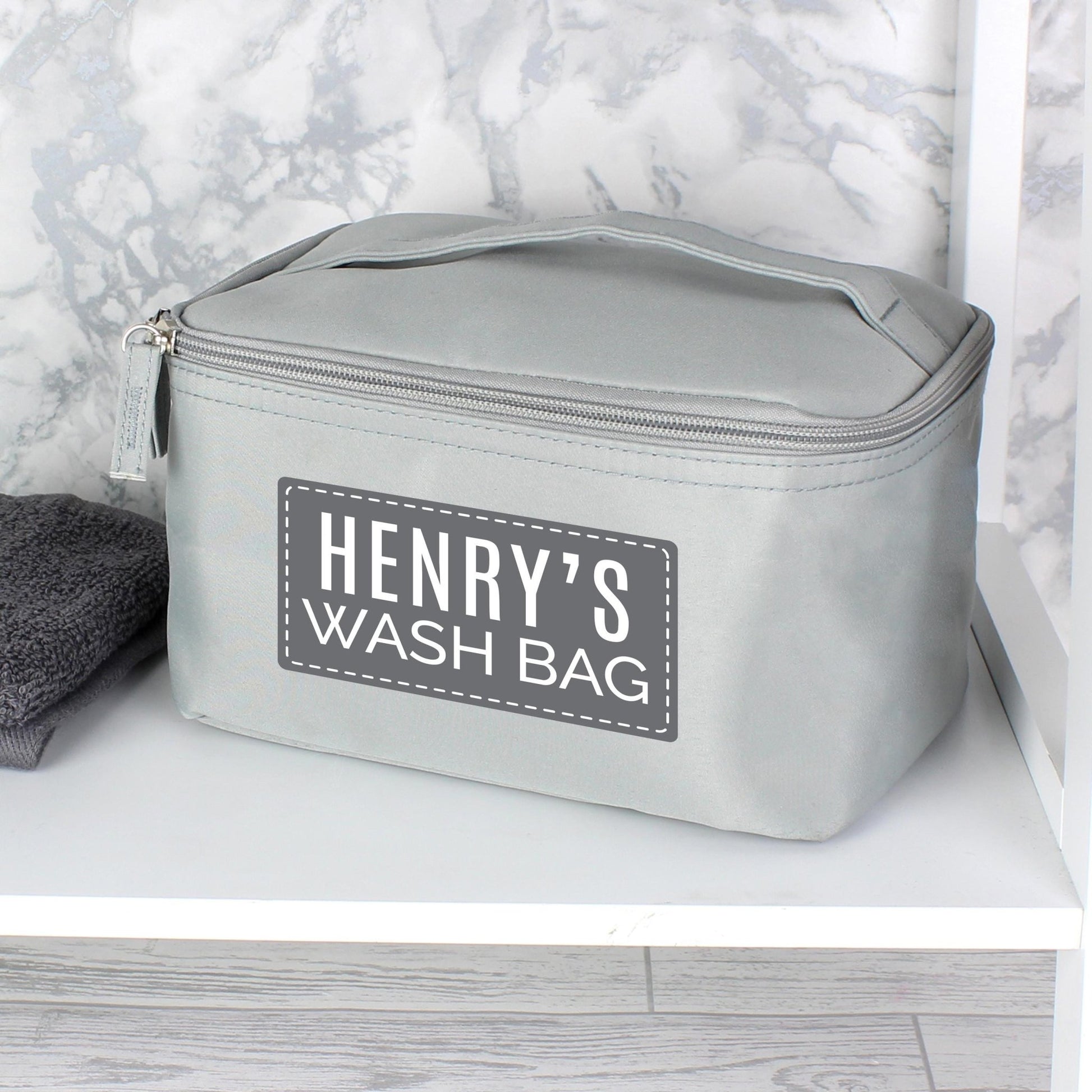 Customizable Grey Travel Toiletry Bag | Personalised & Practical | Inspired Creative Gifts | UK Supplier