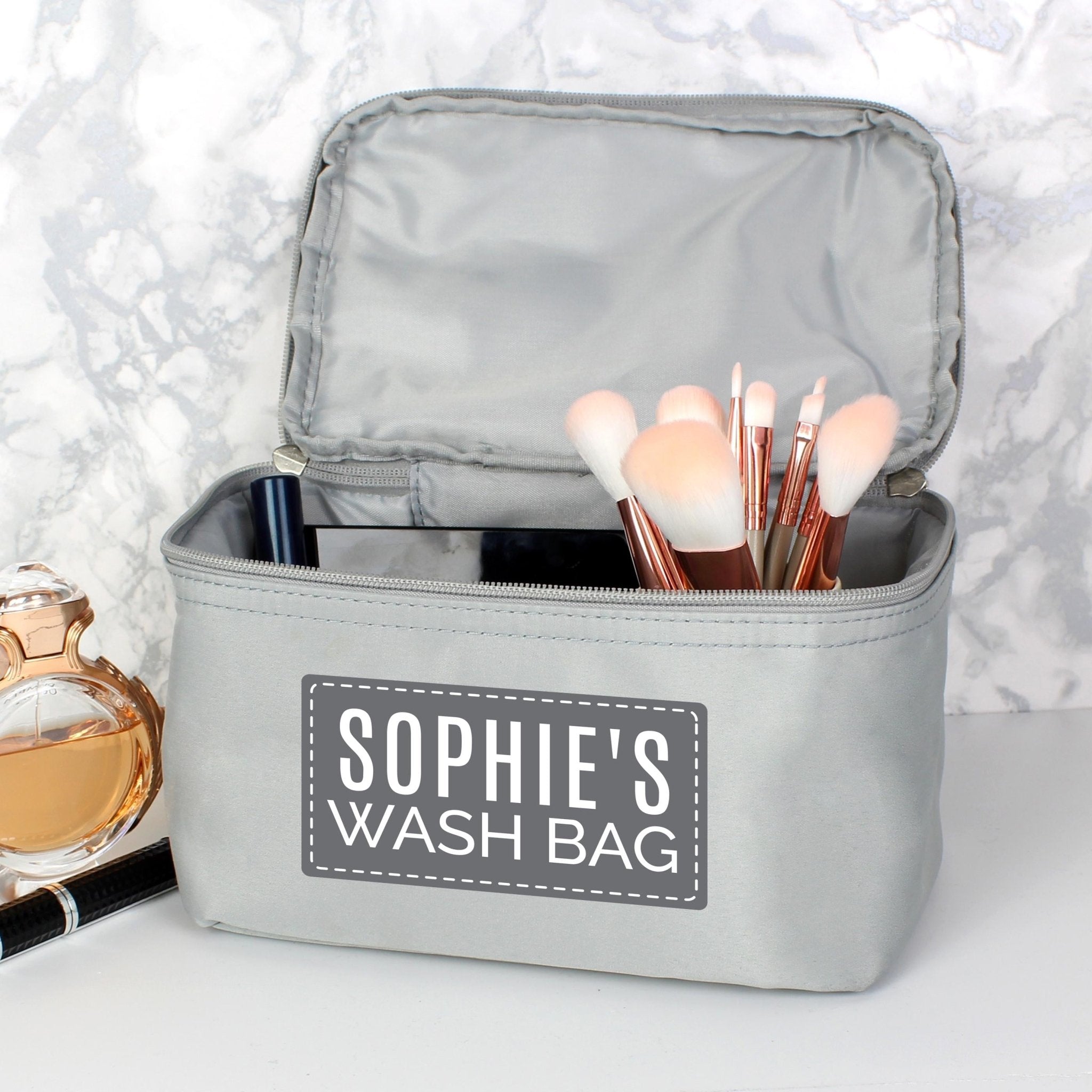 Customizable Grey Travel Toiletry Bag | Personalised & Practical | Inspired Creative Gifts | UK Supplier