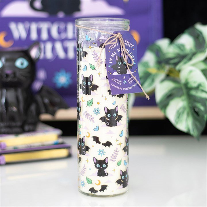 Cute and Creepy Cat Print Lavender Tube Candle | Inspired Creative Gifts | UK Supplier