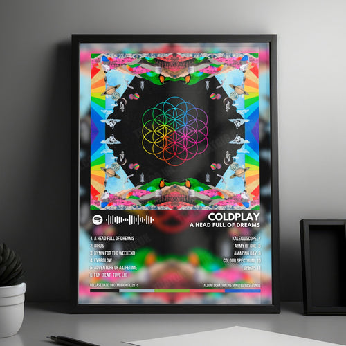 Coldplay "A Head Full Of Dreams" Album Cover Poster - with Complete Tracklist | Album Cover | Inspired Creative Gifts