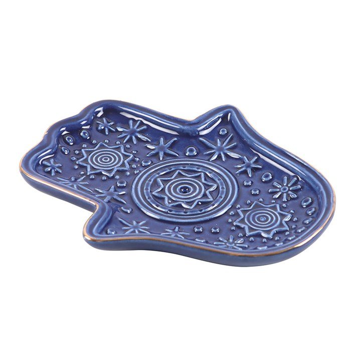 Dark Blue Hand of Hamsa Incense Holder and Trinket Dish | Inspired Creative Gifts | UK Supplier