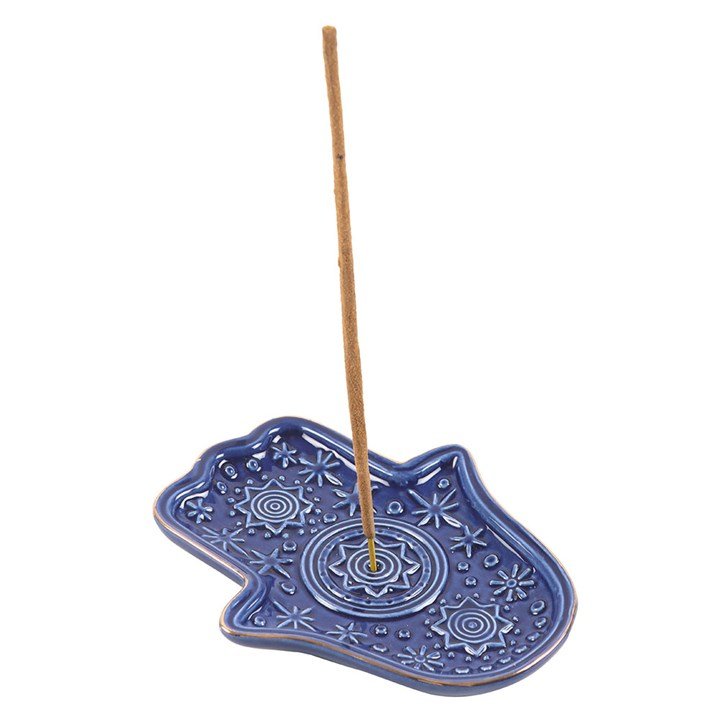 Dark Blue Hand of Hamsa Incense Holder and Trinket Dish | Inspired Creative Gifts | UK Supplier