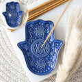 Dark Blue Hand of Hamsa Incense Holder and Trinket Dish | Inspired Creative Gifts | UK Supplier