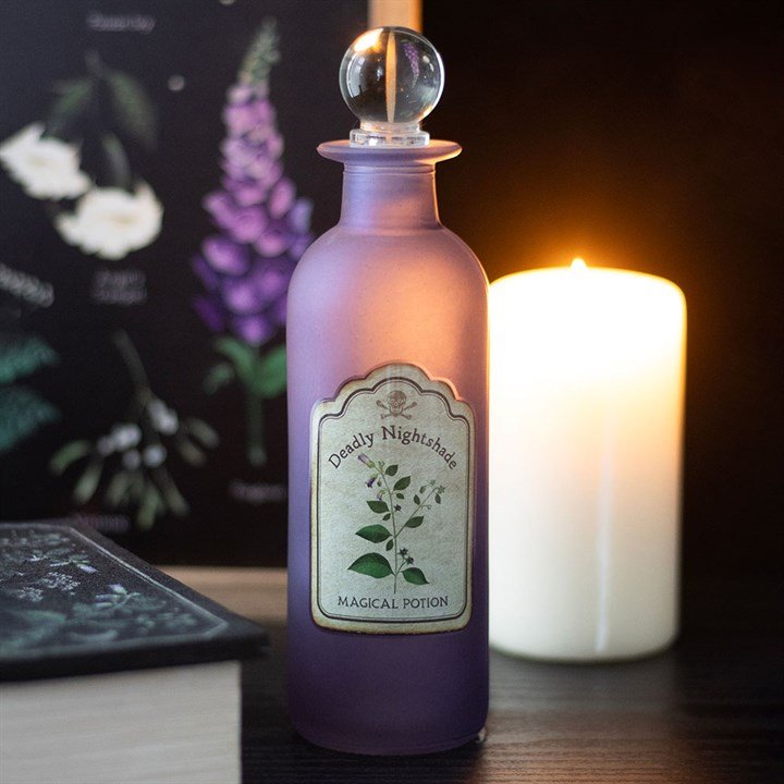 Deadly Nightshade Decorative Glass Potion Bottle | Inspired Creative Gifts | UK Supplier