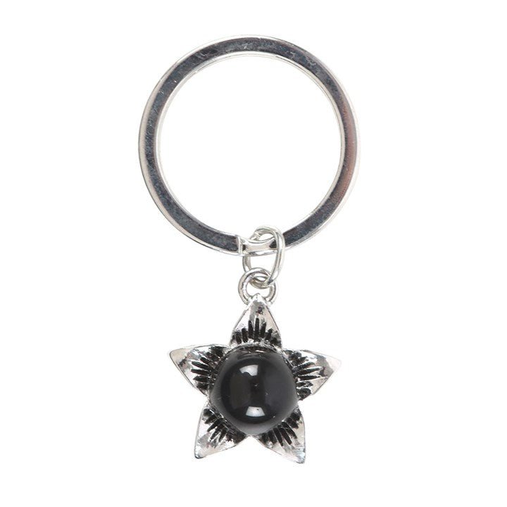 Deadly Nightshade Keyring with Black Obsidian | Inspired Creative Gifts | UK Supplier