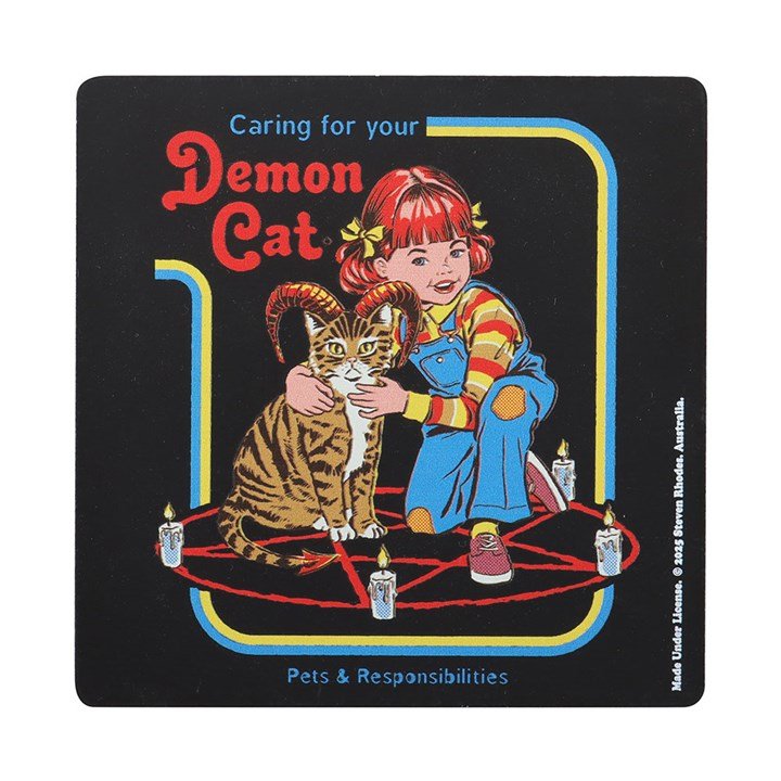 Demon Cat Coaster by Steven Rhodes | Inspired Creative Gifts | UK Supplier