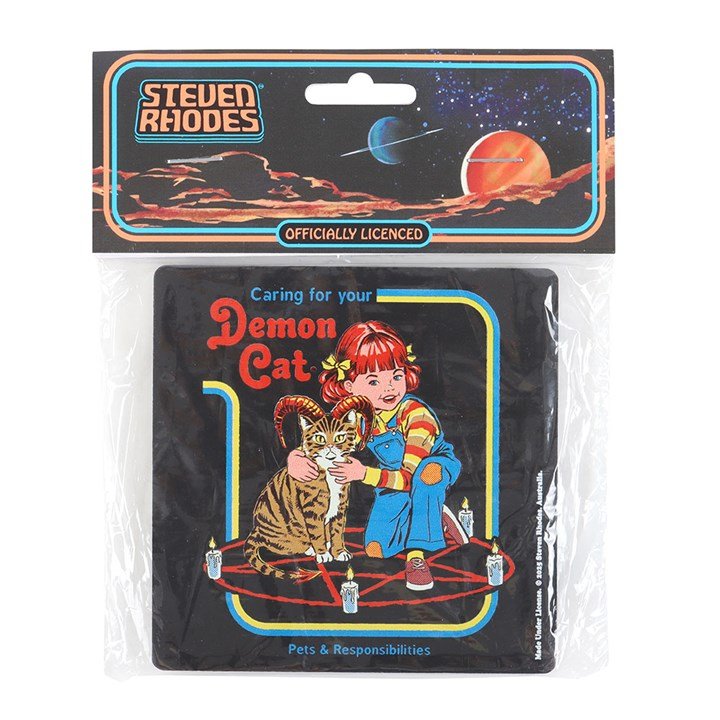 Demon Cat Coaster by Steven Rhodes | Inspired Creative Gifts | UK Supplier