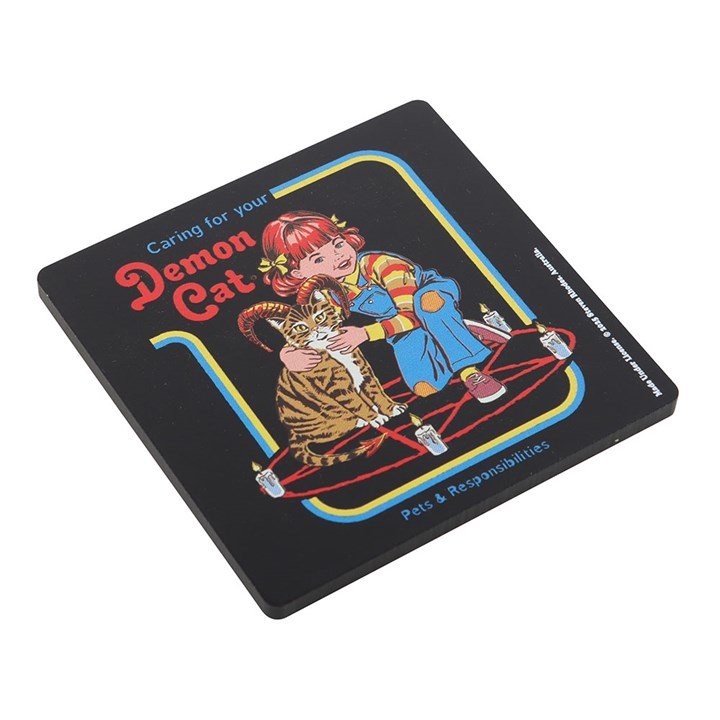 Demon Cat Coaster by Steven Rhodes | Inspired Creative Gifts | UK Supplier