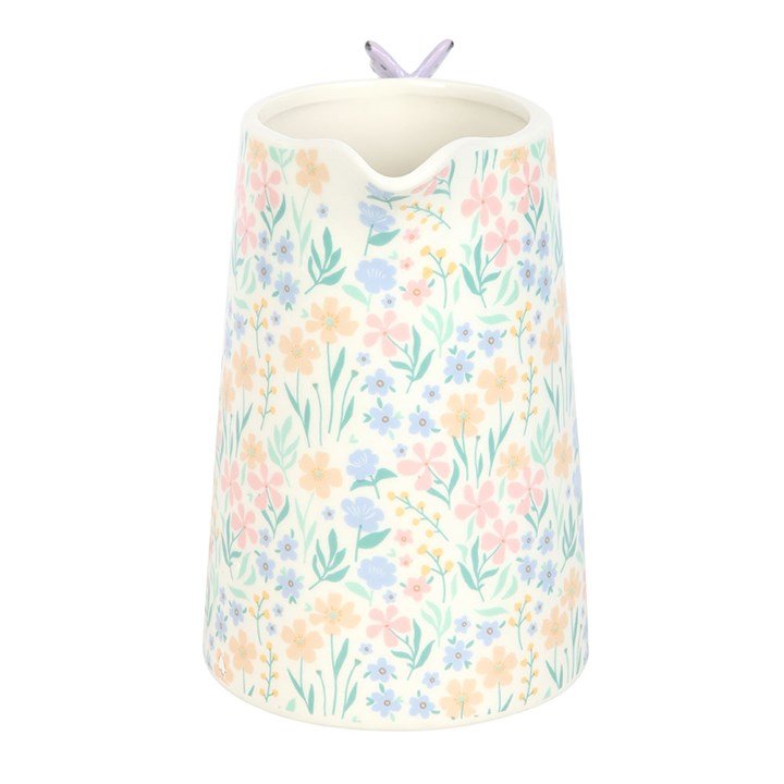 Ditsy Floral Print Ceramic Flower Jug with Butterfly | Inspired Creative Gifts | UK Supplier