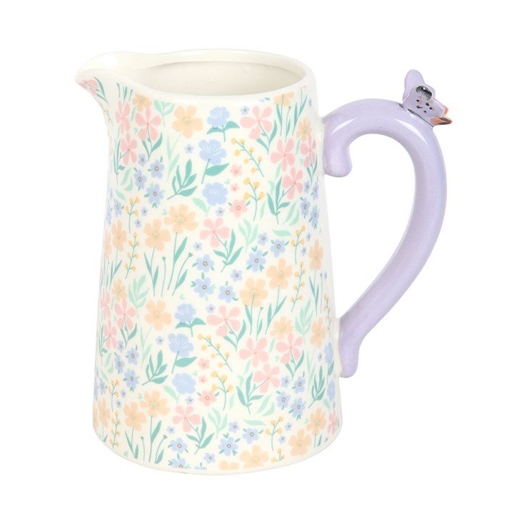 Ditsy Floral Print Ceramic Flower Jug with Butterfly | Inspired Creative Gifts | UK Supplier