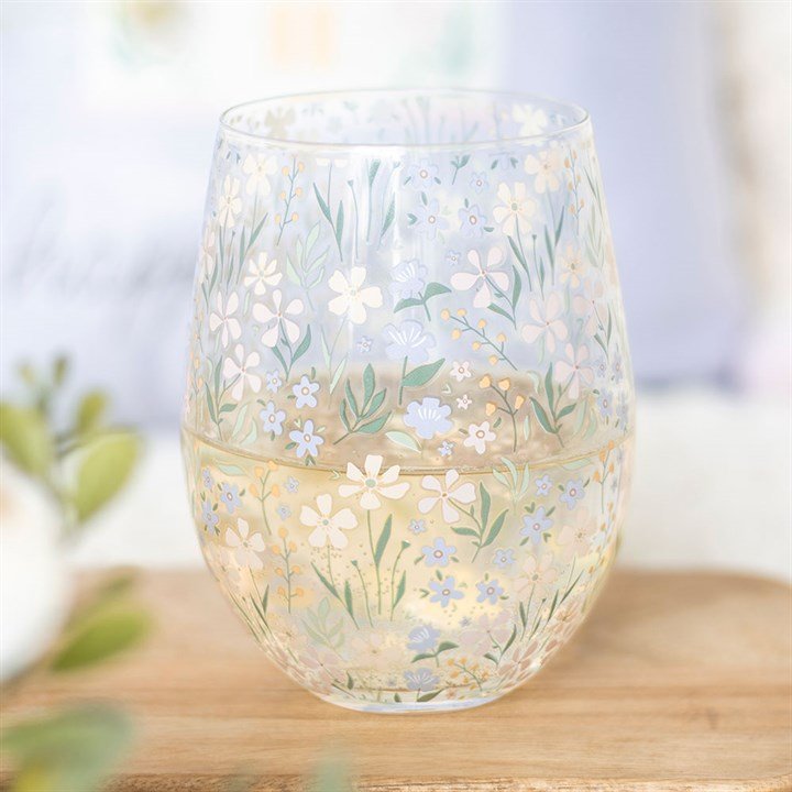 Ditsy Floral Print Stemless Glass | Inspired Creative Gifts | UK Supplier