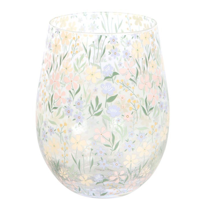 Ditsy Floral Print Stemless Glass | Inspired Creative Gifts | UK Supplier
