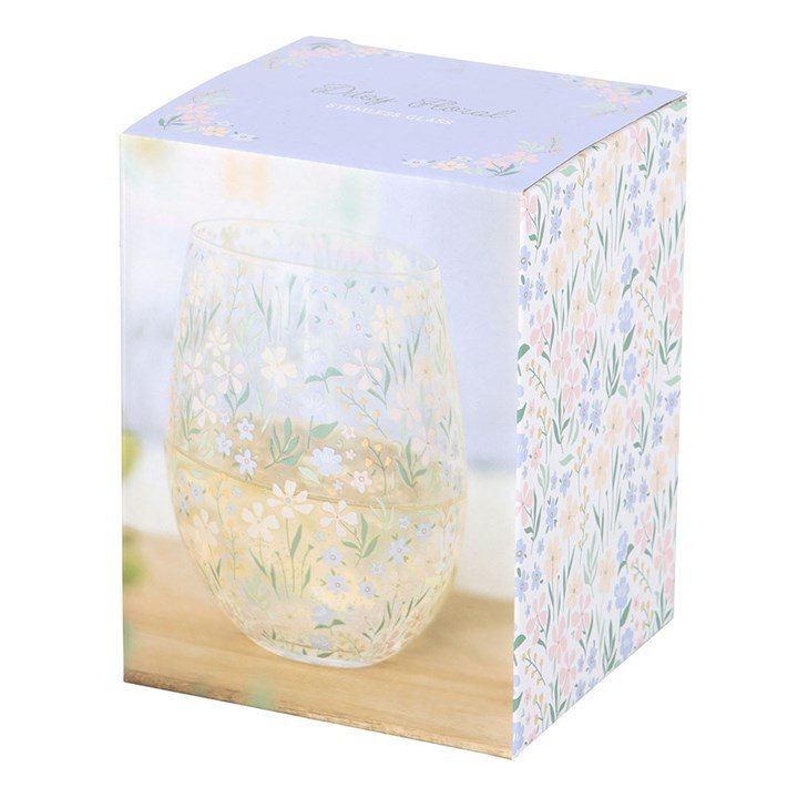 Ditsy Floral Print Stemless Glass | Inspired Creative Gifts | UK Supplier