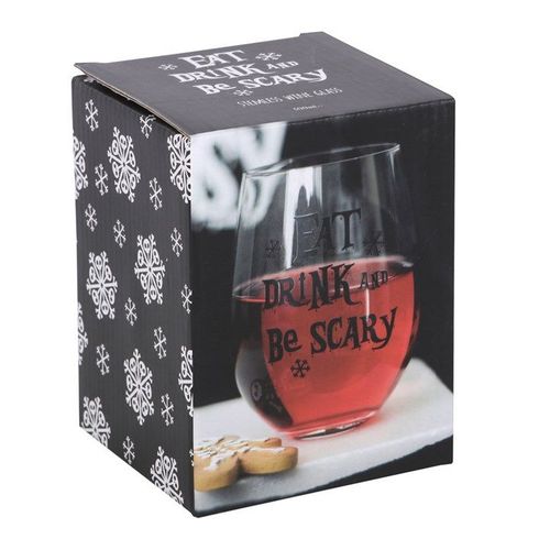 Eat, Drink & Be Scary Stemless Glass | Inspired Creative Gifts | UK Supplier