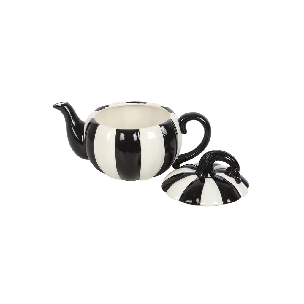 Black and White Striped Pumpkin Teapot | Tableware | Inspired Creative Gifts