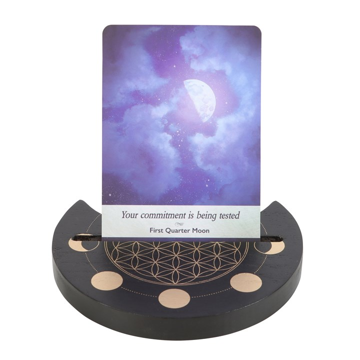Black Flower of Life Crescent Moon Tarot Card Stand | Religious Items | Inspired Creative Gifts