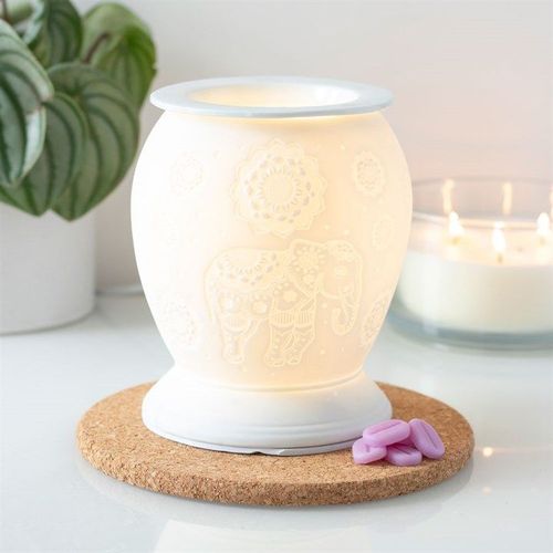 Elephant White Ceramic Electric Oil Burner and Wax Warmer | Inspired Creative Gifts | UK Supplier