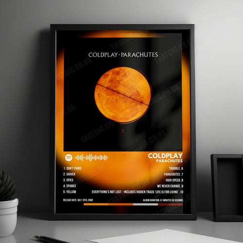 Coldplay "Parachutes" Album Cover Poster - with Complete Tracklist | Album Cover | Inspired Creative Gifts