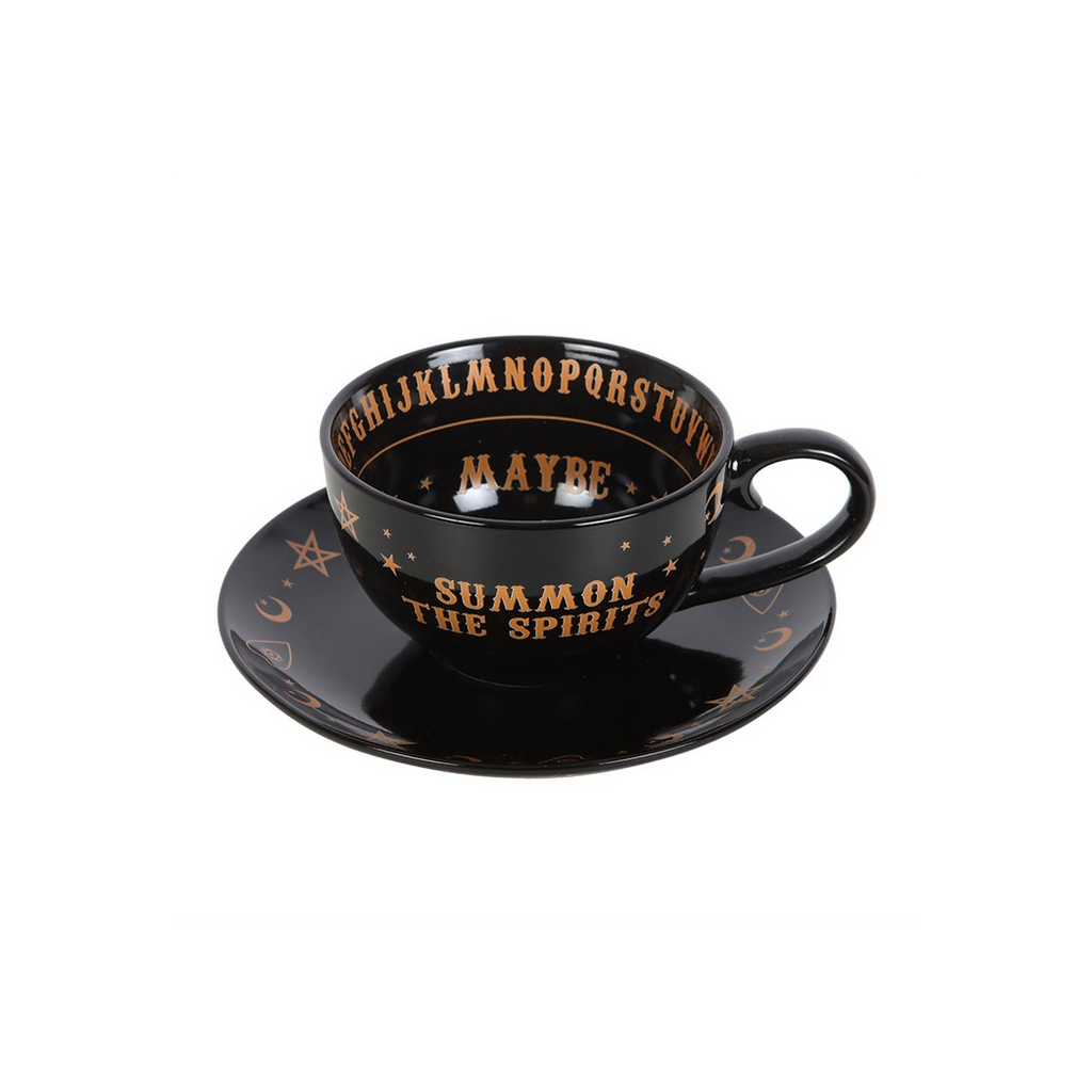 Black Talking Board Teacup and Saucer