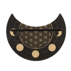 Black Flower of Life Crescent Moon Tarot Card Stand | Religious Items | Inspired Creative Gifts