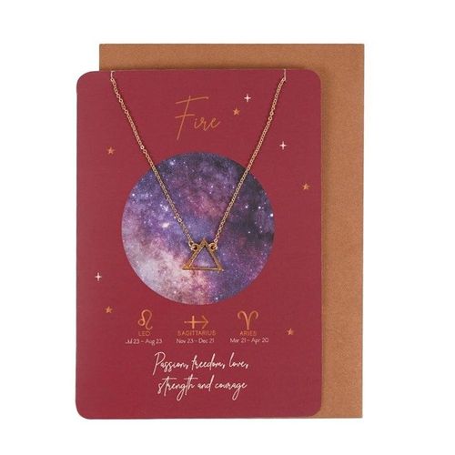 Fire Element Zodiac Necklace Card | Inspired Creative Gifts | UK Supplier