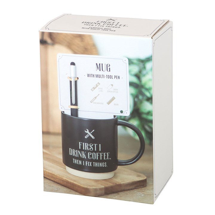 First I Drink Coffee Mug with Multi - tool Pen | Inspired Creative Gifts