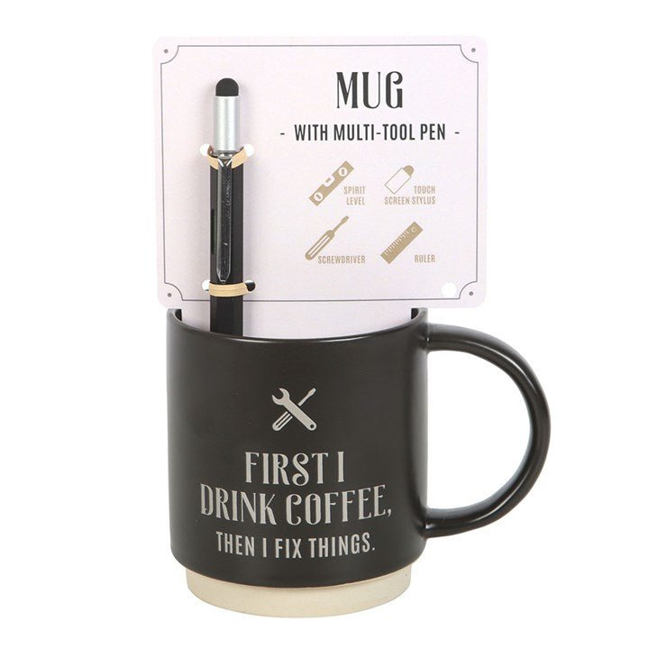 First I Drink Coffee Mug with Multi - tool Pen | Inspired Creative Gifts