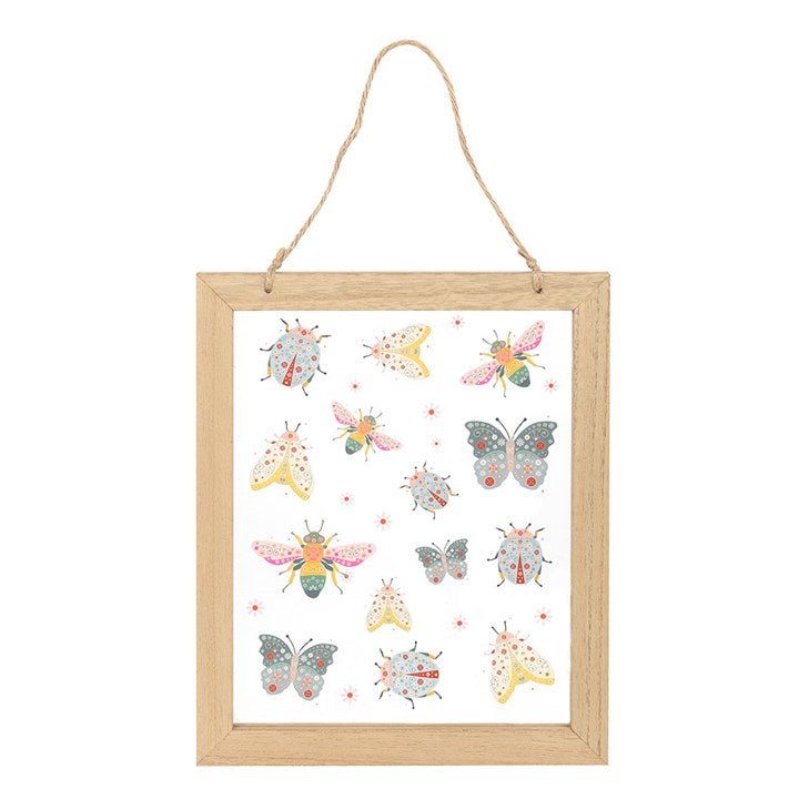 Floral Bug Print Glass Wall Hanging | Inspired Creative Gifts | UK Supplier