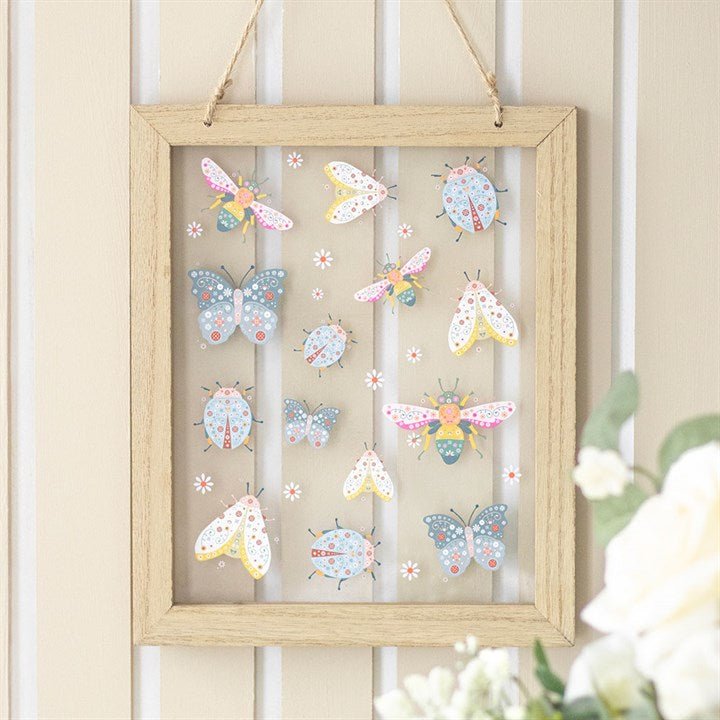 Floral Bug Print Glass Wall Hanging | Inspired Creative Gifts | UK Supplier