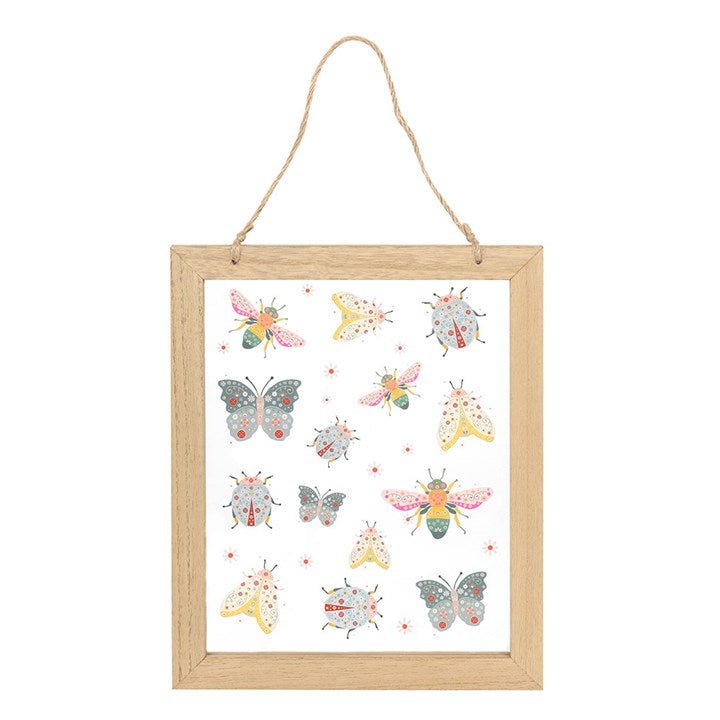 Floral Bug Print Glass Wall Hanging | Inspired Creative Gifts | UK Supplier