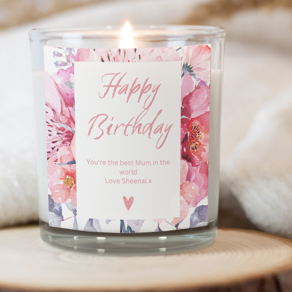 Personalised Pink Happy Birthday Candle Gift Set