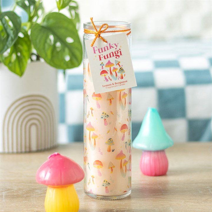 Funky Fungi Mushroom Print Tube Candle | Inspired Creative Gifts | UK Supplier