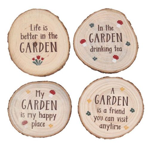 Garden Wood Slice Coaster Set | Inspired Creative Gifts | UK Supplier
