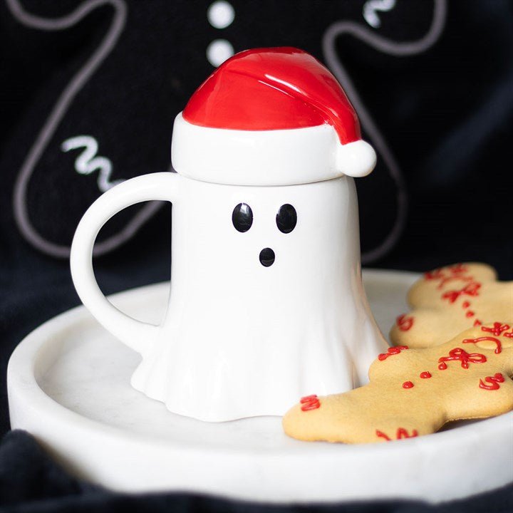 Ghost Shaped Mug with Santa Hat Lid | Inspired Creative Gifts | UK Supplier