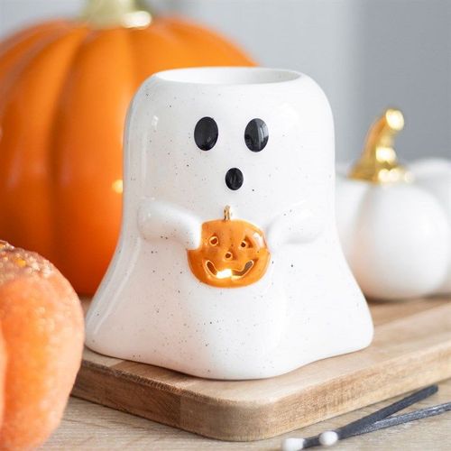 Ghost Shaped Oil Burner and Wax Warmer with Pumpkin | Inspired Creative Gifts | UK Supplier