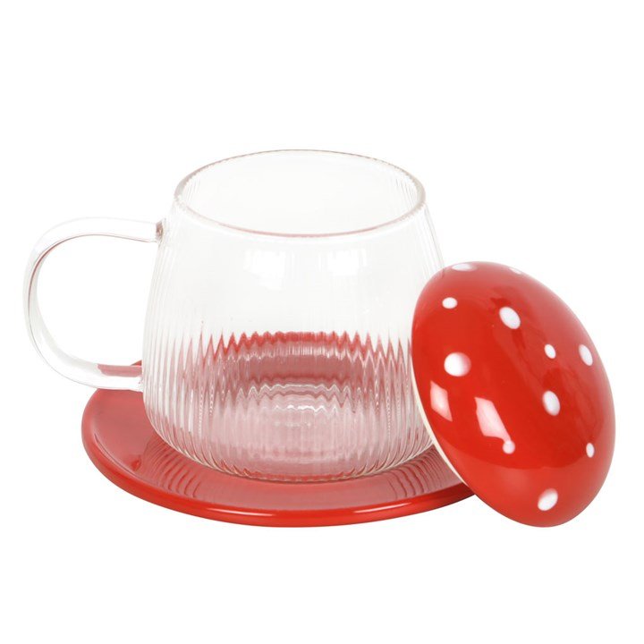 Glass Mushroom Mug and Saucer | Inspired Creative Gifts | UK Supplier