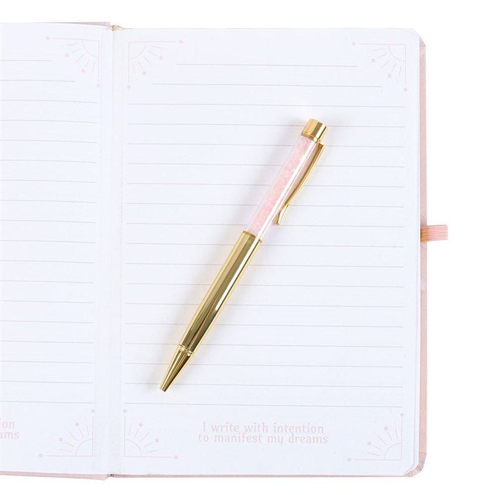 Goddess Energy A5 Manifestation Journal and Rose Quartz Crystal Pen | Inspired Creative Gifts | UK Supplier