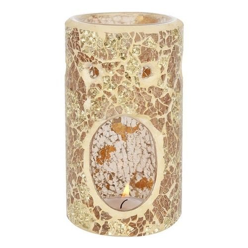 Gold Pillar Crackle Glass Oil Burner and Wax Warmer | Inspired Creative Gifts | UK Supplier