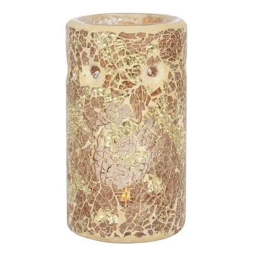 Gold Pillar Crackle Glass Oil Burner and Wax Warmer | Inspired Creative Gifts | UK Supplier