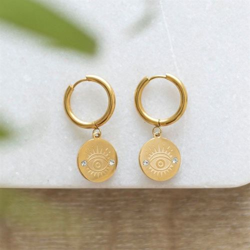 Gold Toned All Seeing Eye Earrings | Inspired Creative Gifts | UK Supplier