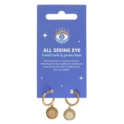 Gold Toned All Seeing Eye Earrings | Inspired Creative Gifts | UK Supplier