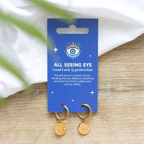 Gold Toned All Seeing Eye Earrings | Inspired Creative Gifts | UK Supplier