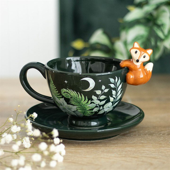 Green Forest Teacup with Fox | Inspired Creative Gifts | UK Supplier