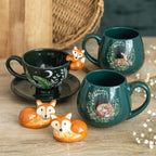 Green Forest Teacup with Fox | Inspired Creative Gifts | UK Supplier