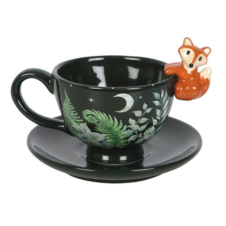 Green Forest Teacup with Fox | Inspired Creative Gifts | UK Supplier