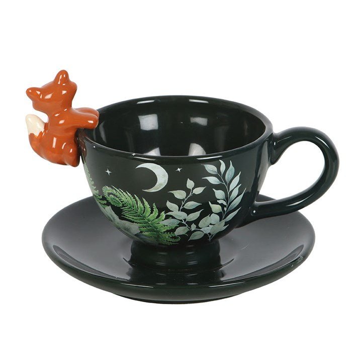 Green Forest Teacup with Fox | Inspired Creative Gifts | UK Supplier
